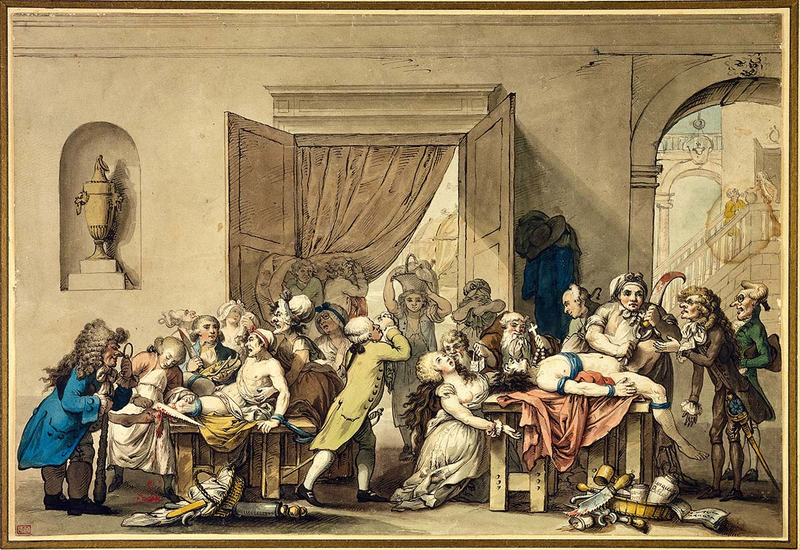 A “theatre” of medicine and surgery. Watercolour by Johann Heinrich Ramberg, ca. 1800.